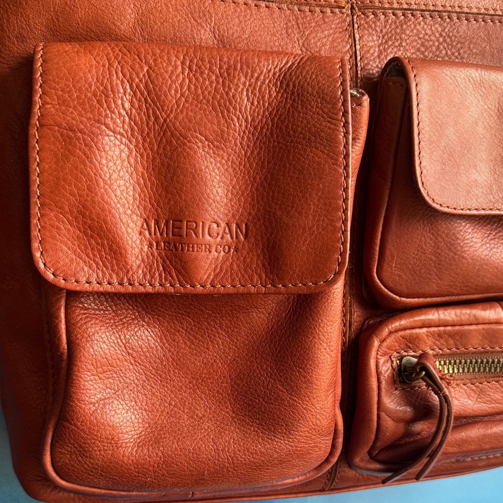 American Leather Co. Jordan Messenger Crossbody in the color Brandy - Picture 2 of 12
